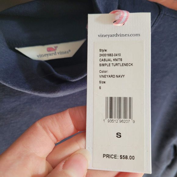 NTW Navy Blue Vineyard Vines Cotton Turtle Neck (Size Small) - Picture 4 of 4